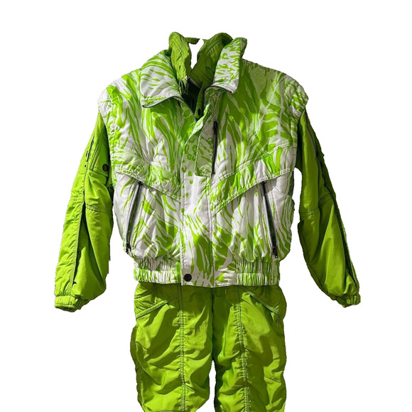 Vintage Girl Warm Snowsuit Ski Jacket Pants Set Windproof Green 140 M A000089 - Picture 5 of 15